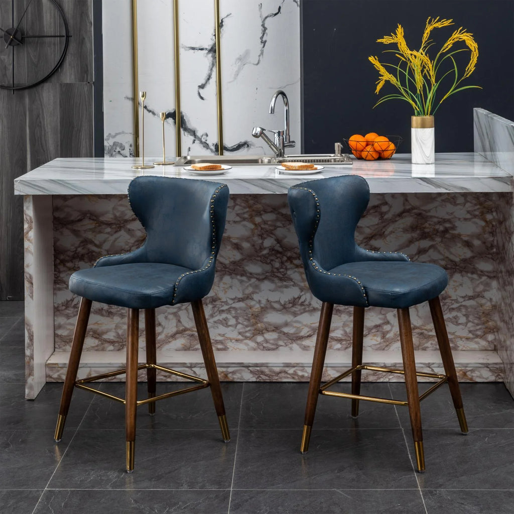 Yellow Faux Leather Counter Stool Set of 2 N5596