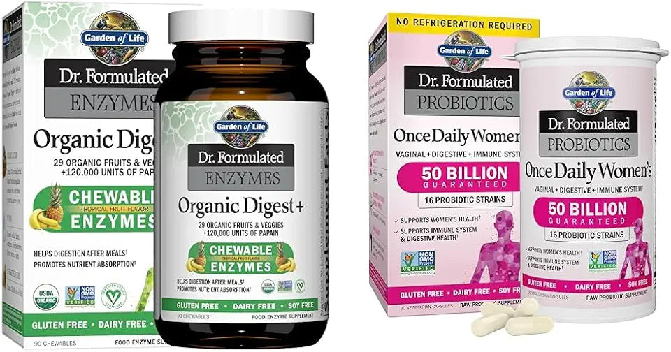 Digestive Enzymes with Papain Bromelain & Women's Probiotics 30 Capsules I2597