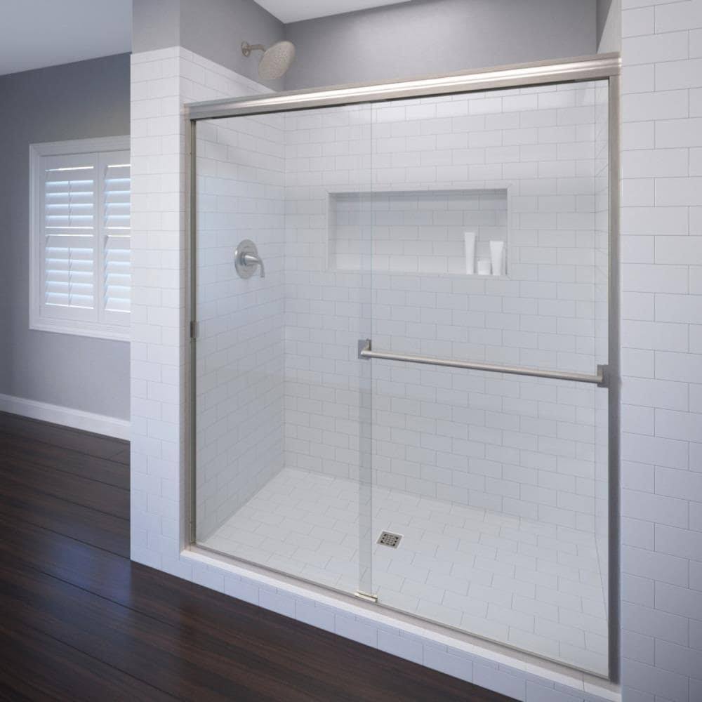 Bypass Framed Shower Door with Brushed Nickel H54879