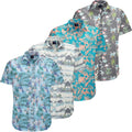 Men's Hawaiian Shirt 4-Pack Short Sleeve Button Down Cotton Blend Y87183