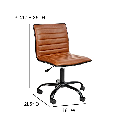 White Ribbed Upholstered Vinyl Swivel Desk Chair T902