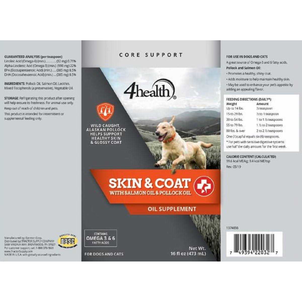 Salmon and Pollock Oil Skin and Coat Supplement for Dogs F481180