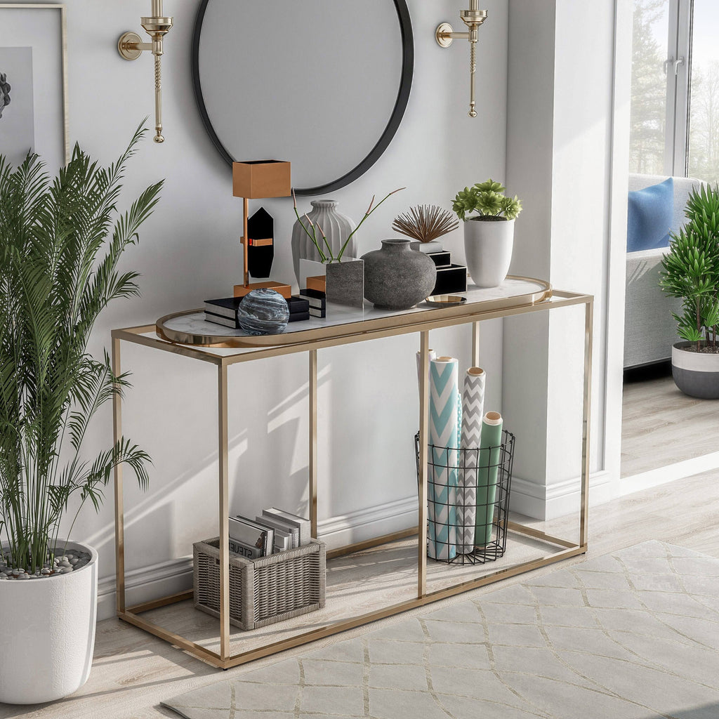 White Marble Sofa Table L493769