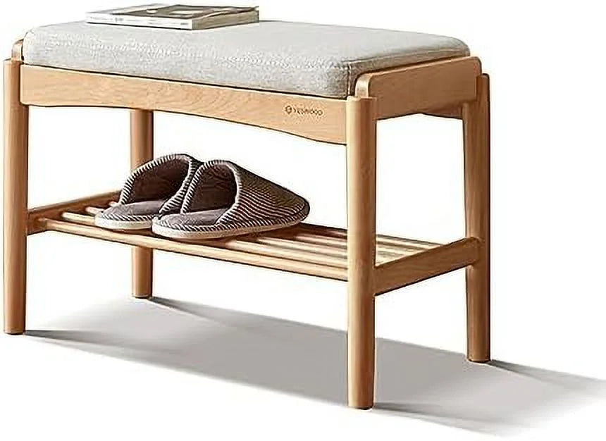 Wood 2-Tier Shoe Bench with Cushion Q430