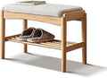Wood 2-Tier Shoe Bench with Cushion Q430