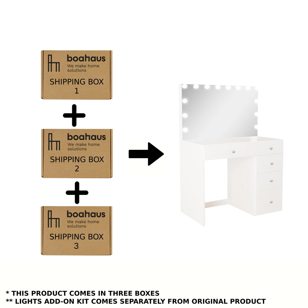 Modern White Vanity Desk with 5 Drawers U4659