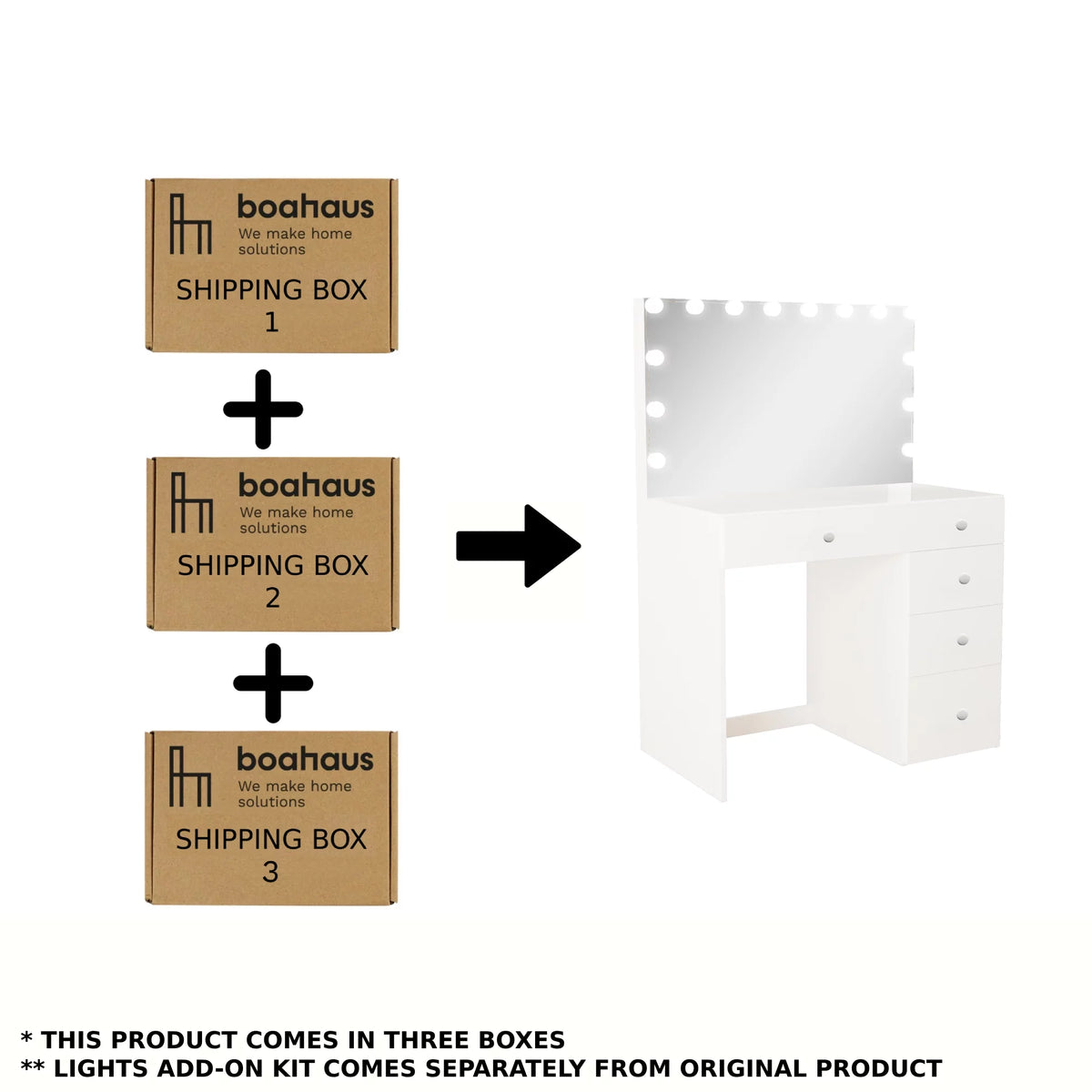 Modern White Vanity Desk with 5 Drawers U4659