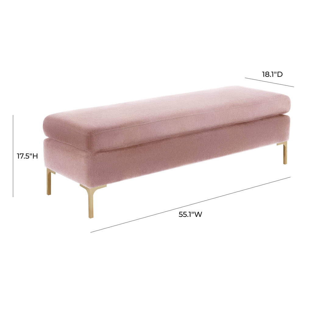Blush Textured Velvet Bench V60328