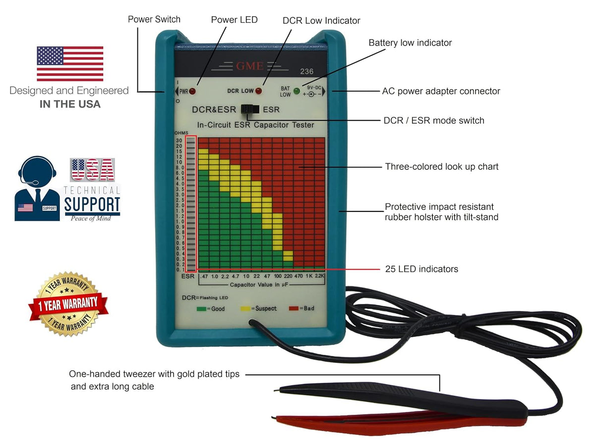 Professional ESR Capacitor Tester Capacitance Meter Pack of 2 A33819