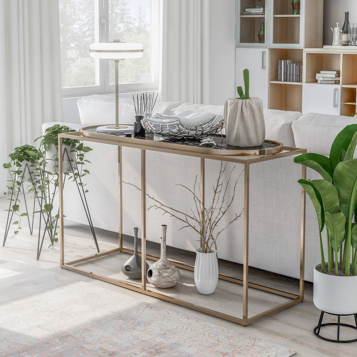 White Marble Sofa Table L493769