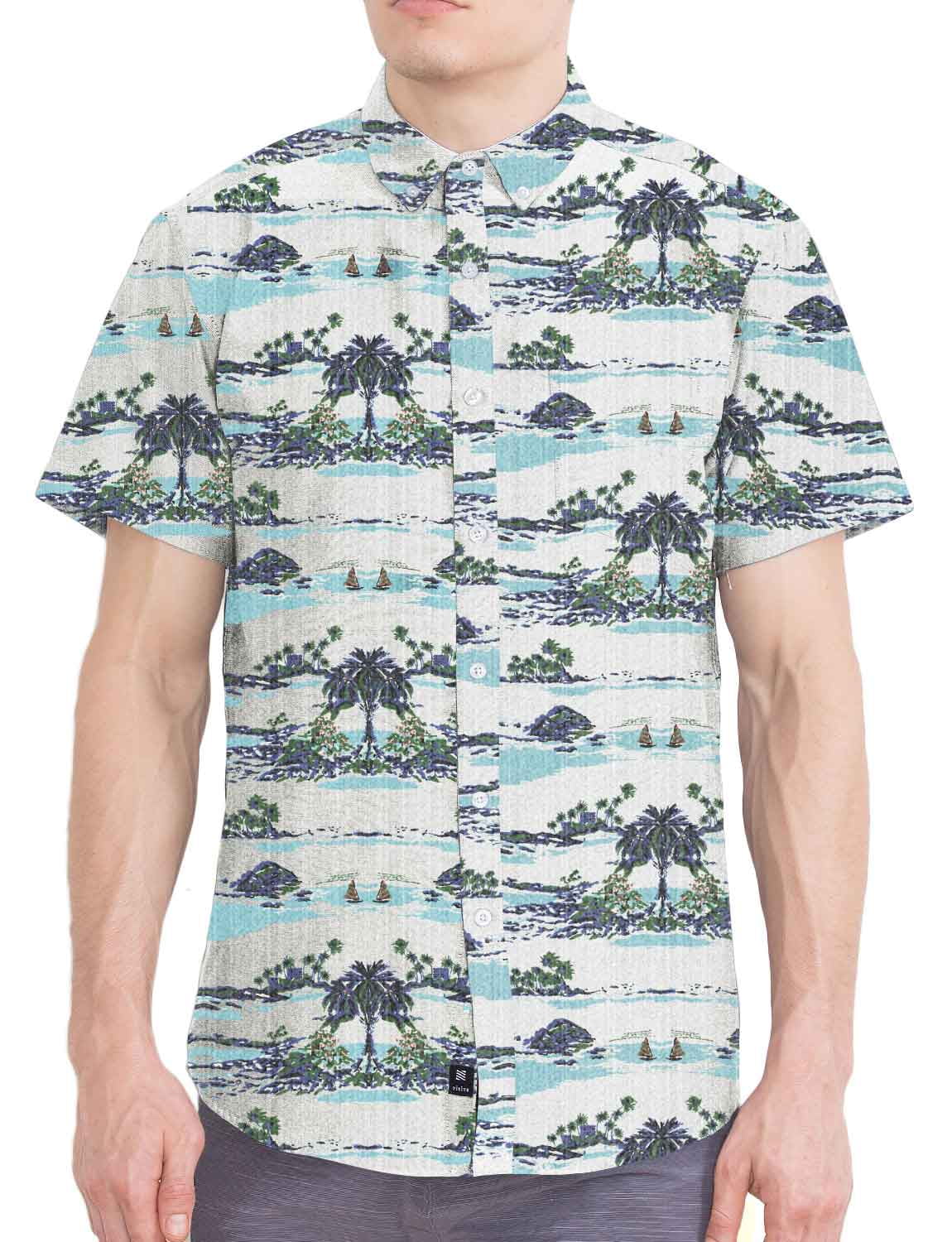 Men's Hawaiian Shirt 4-Pack Short Sleeve Button Down Cotton Blend Y87183