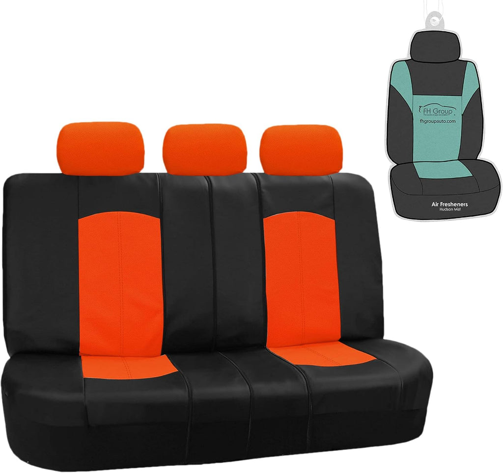 Solid Black Faux Leather Split Bench Seat Cover W573447
