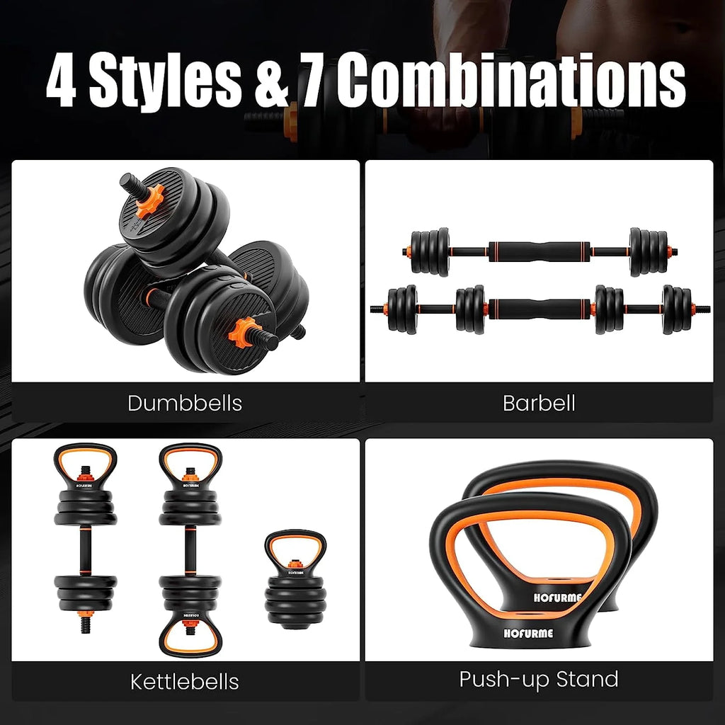 77 lbs Adjustable Dumbbell Set Black L353