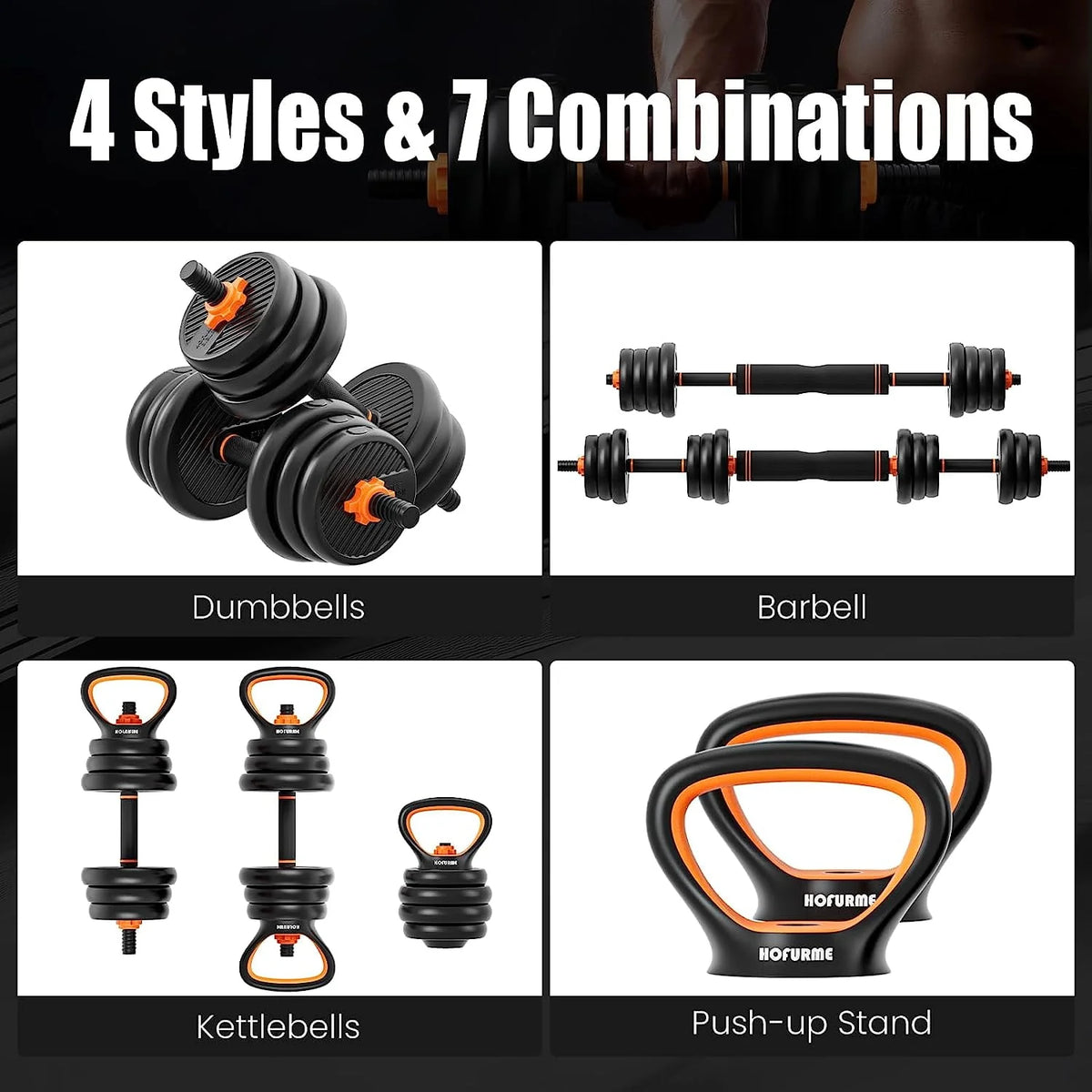 77 lbs Adjustable Dumbbell Set Black L353
