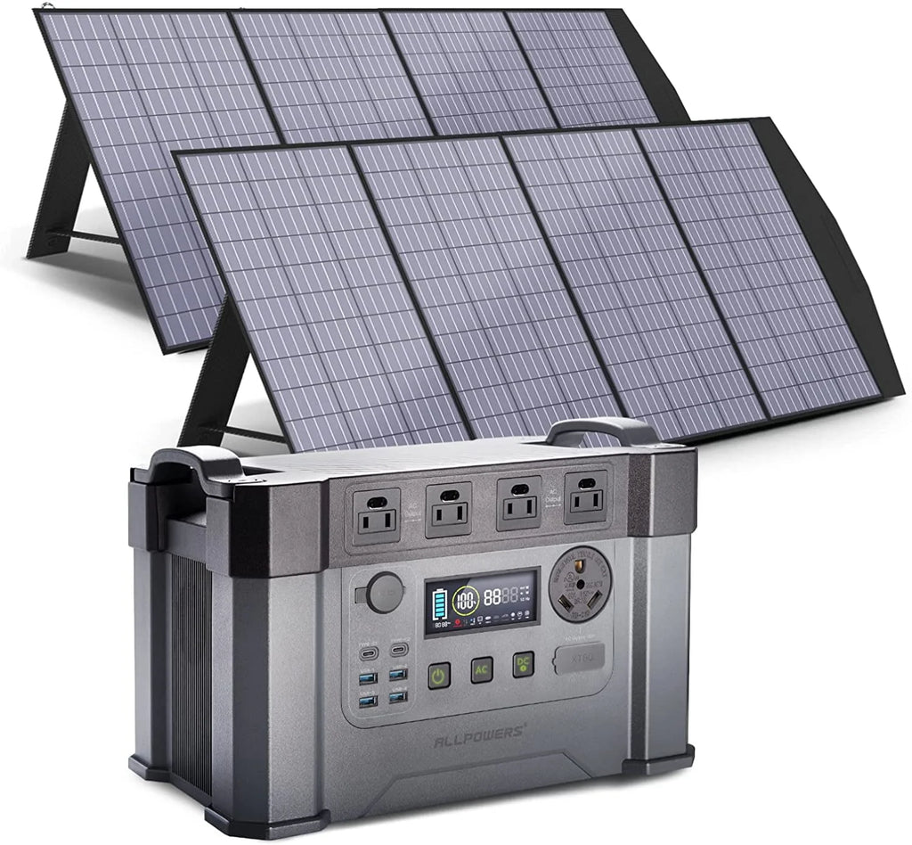 2400W 1500Wh Portable Power Station with 2 Pack 200W Foldable Solar Panels C53915