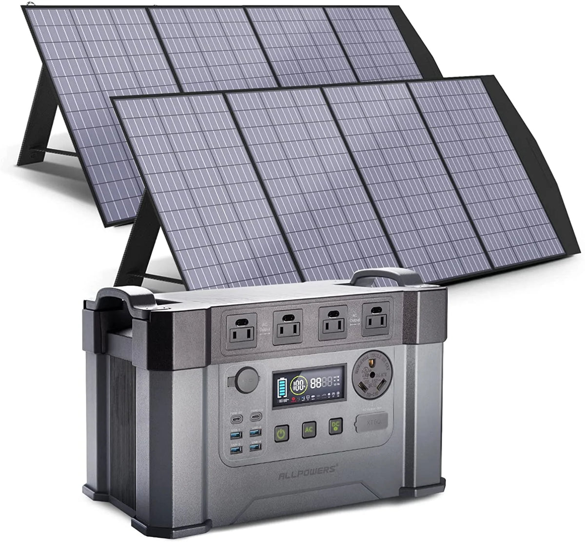2400W 1500Wh Portable Power Station with 2 Pack 200W Foldable Solar Panels C53915