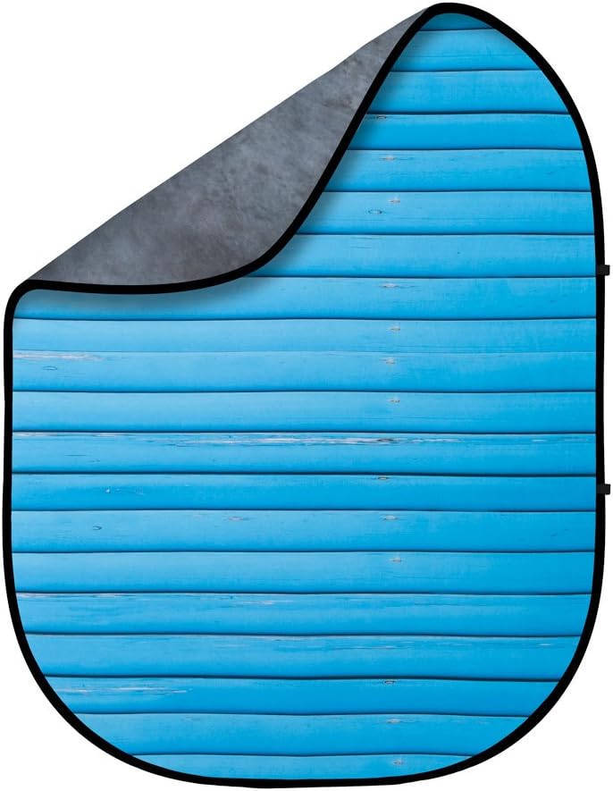 Reversible Neptune Blue and Seaside Wood Double-Sided Pop-Up Muslin Backdrop 5'x6.5' Pack of 2 U633931
