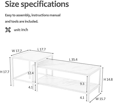 Set of 2 Faux Marble Nesting Coffee Table E76173
