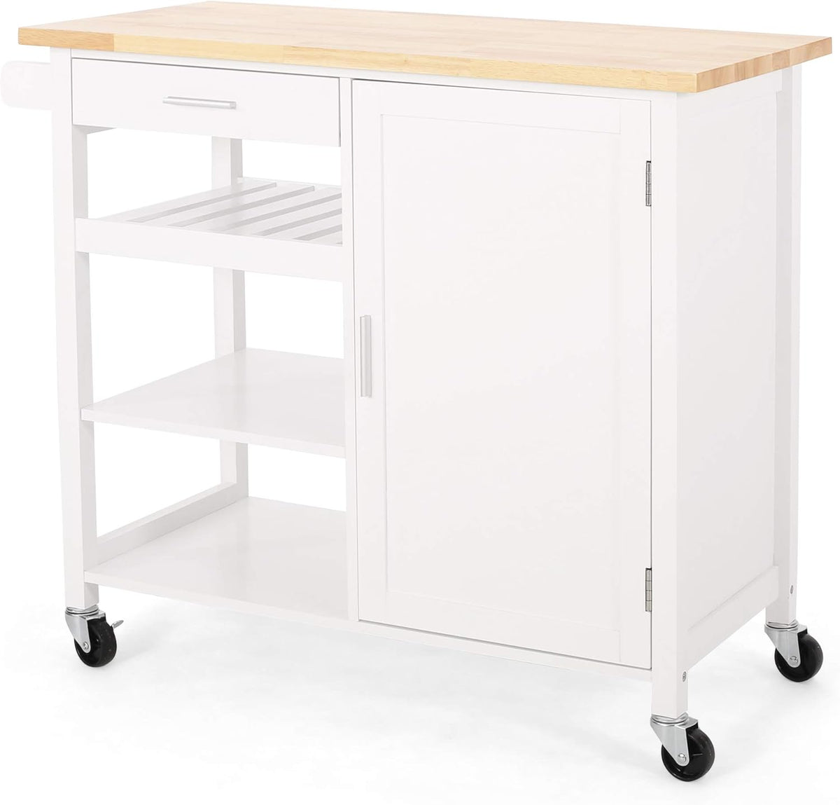 Natural White Kitchen Cart with Wheels D694583