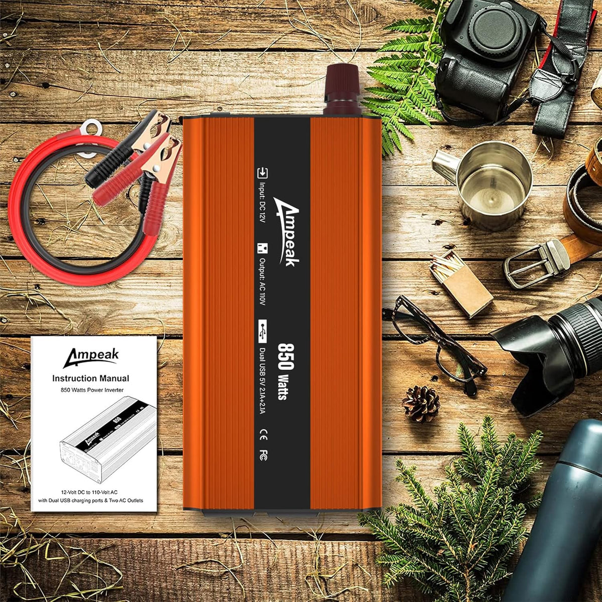 850W Car Power Inverter 12V to 110V 2 USB Ports 2 AC Outlets Pack of 2 A7105