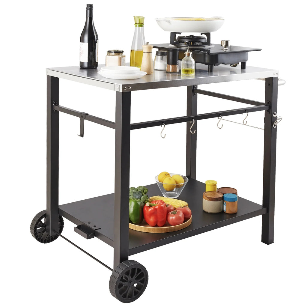 Outdoor Grill Dining Cart with Stainless Steel Table Top X8828