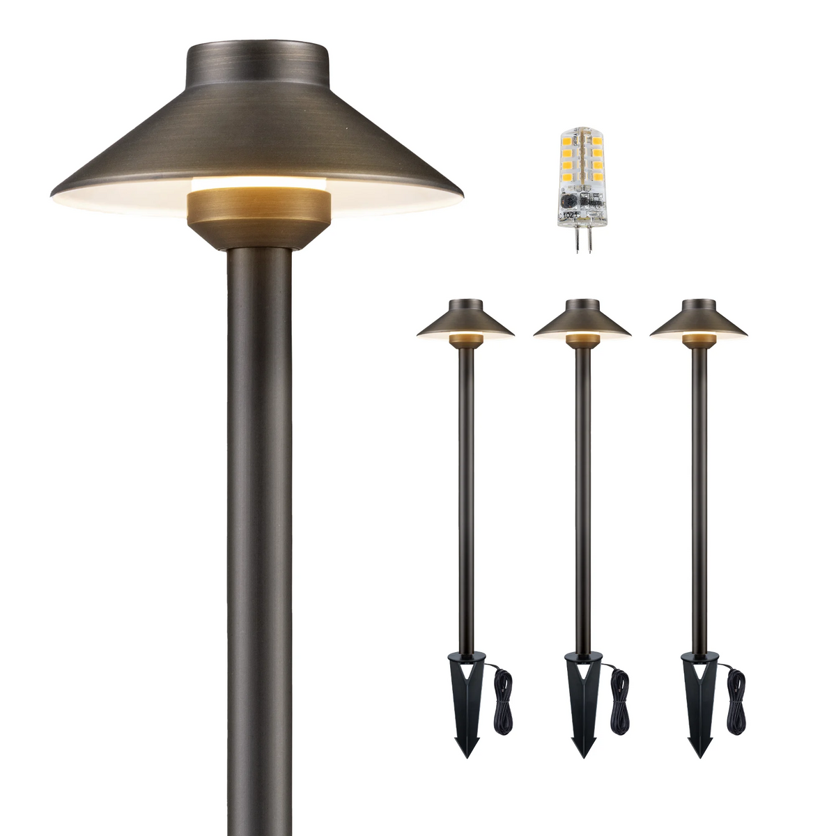 Brass Low Voltage LED Landscape Path Lights 4 Pack V3724