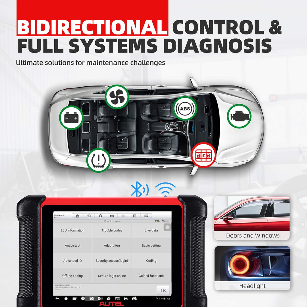 Autel Scanner MaxiCOM MK906BT with Battery Tester, 2022 Auto Scan Tool with ECU Coding, 31+ Service Functions, All Systems Diagnostics, Active Test X932
