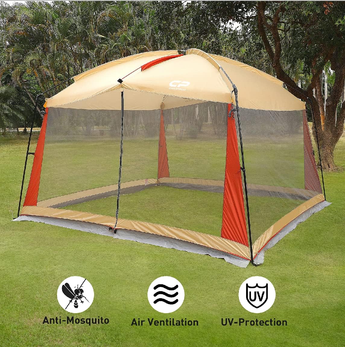 12 x 10 Ft Beige Screened Mesh Canopy Tent T756