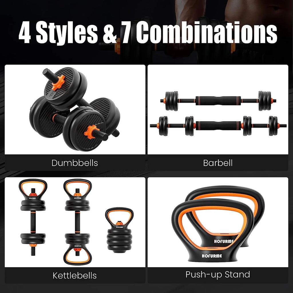 77 lbs Adjustable Dumbbell Set Black L353