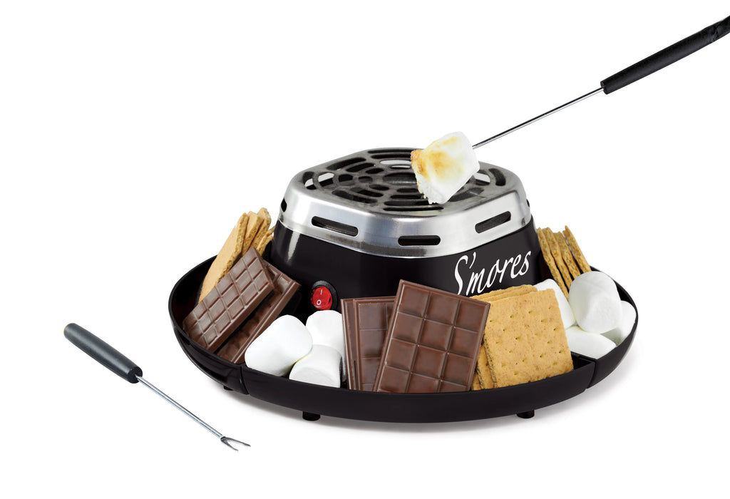 Indoor Electric Smores Maker Kit with 4 Roasting Forks Black W960