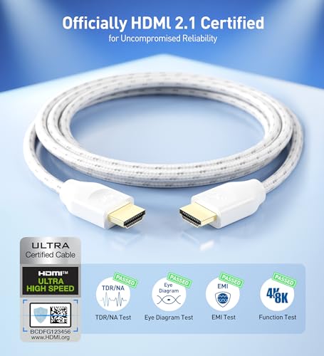 White Braided 8K HDMI Cable 13.1 ft G41035