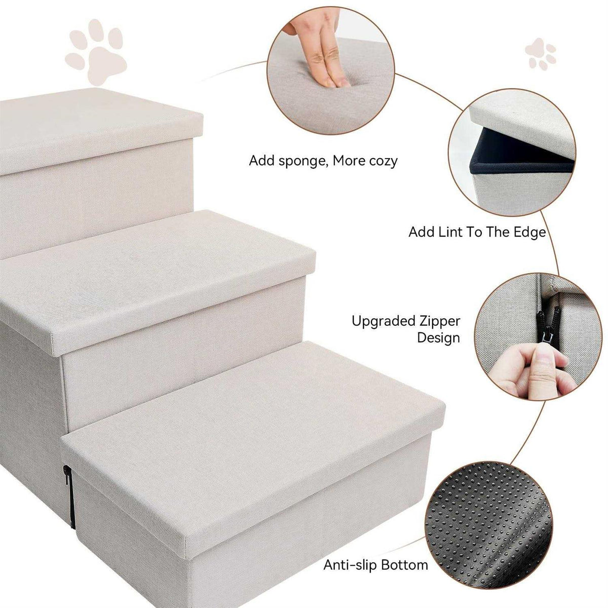 Foldable Dog Stairs with Storage T783157