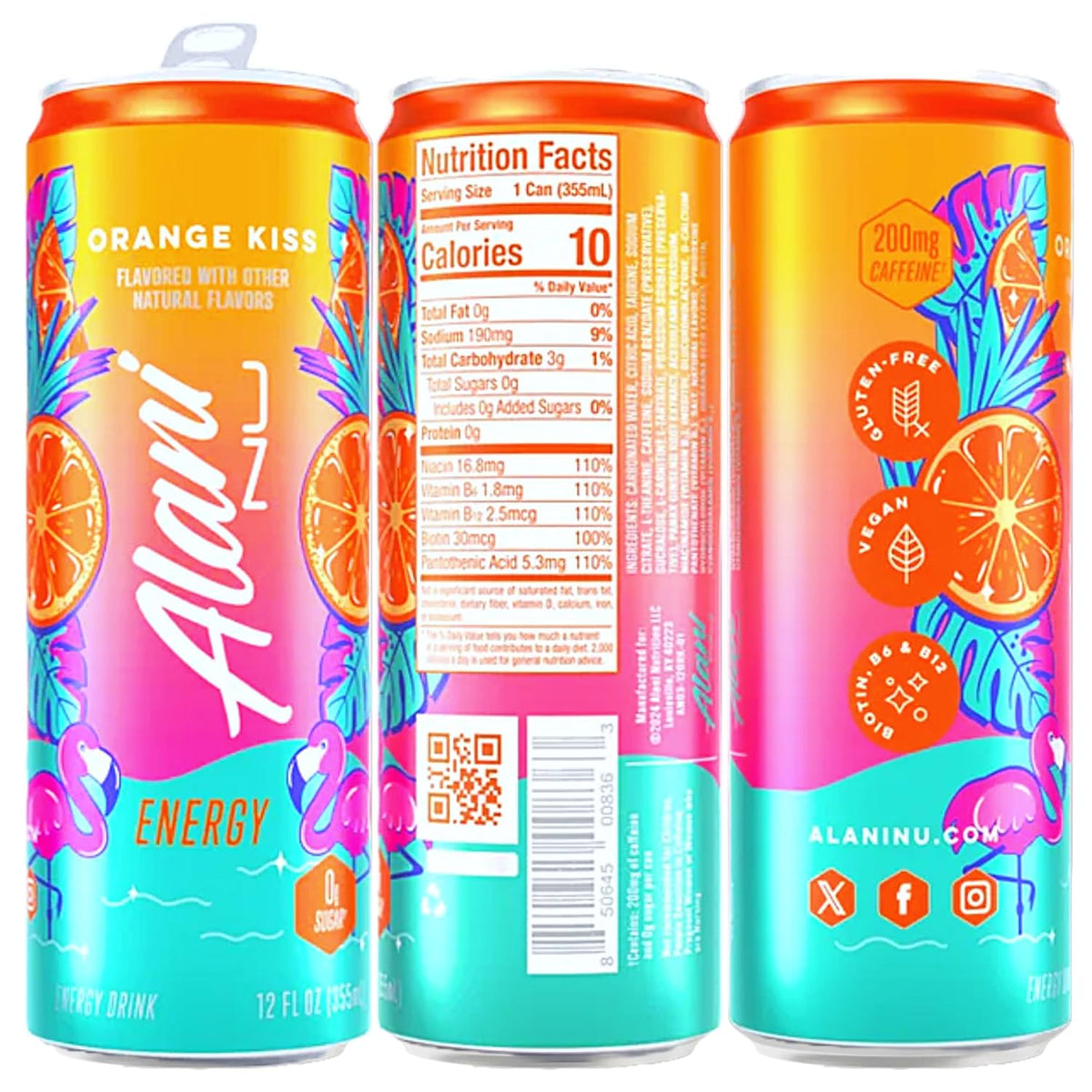 Pink Slush, Cherry Twist, and Orange Kiss Energy Drink Variety Pack of 6, 12 Fl oz Cans U82890