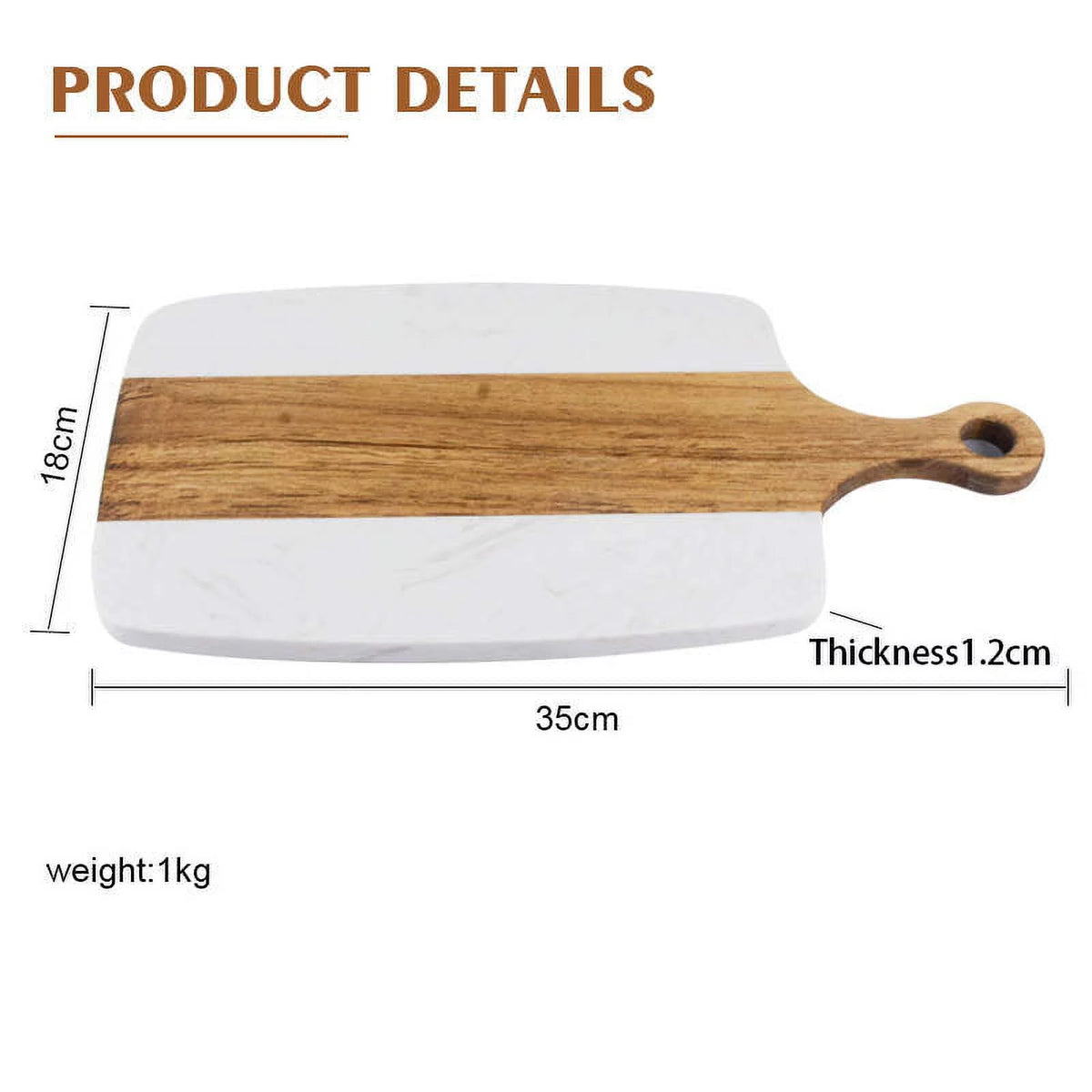Acacia Wood and Marble Cheese Board with Handle V36397