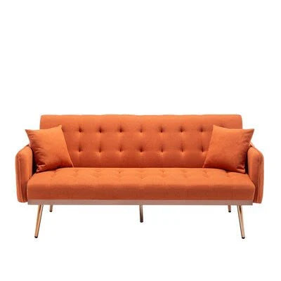 Orange Velvet Flared Arm Loveseat D259