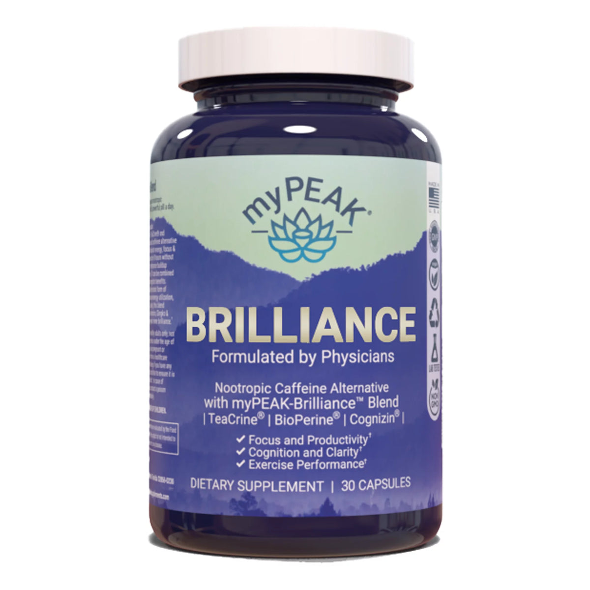 Caffeine-Free Nootropic Focus Supplement with Theacrine Theanine Gingko B-complex I3235
