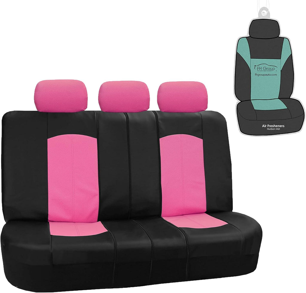Solid Black Faux Leather Split Bench Seat Cover W573447