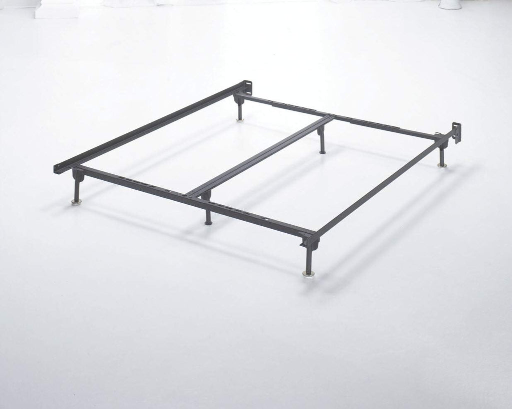 Black Adjustable Metal Bed Base Frame with Floor Glides E98827