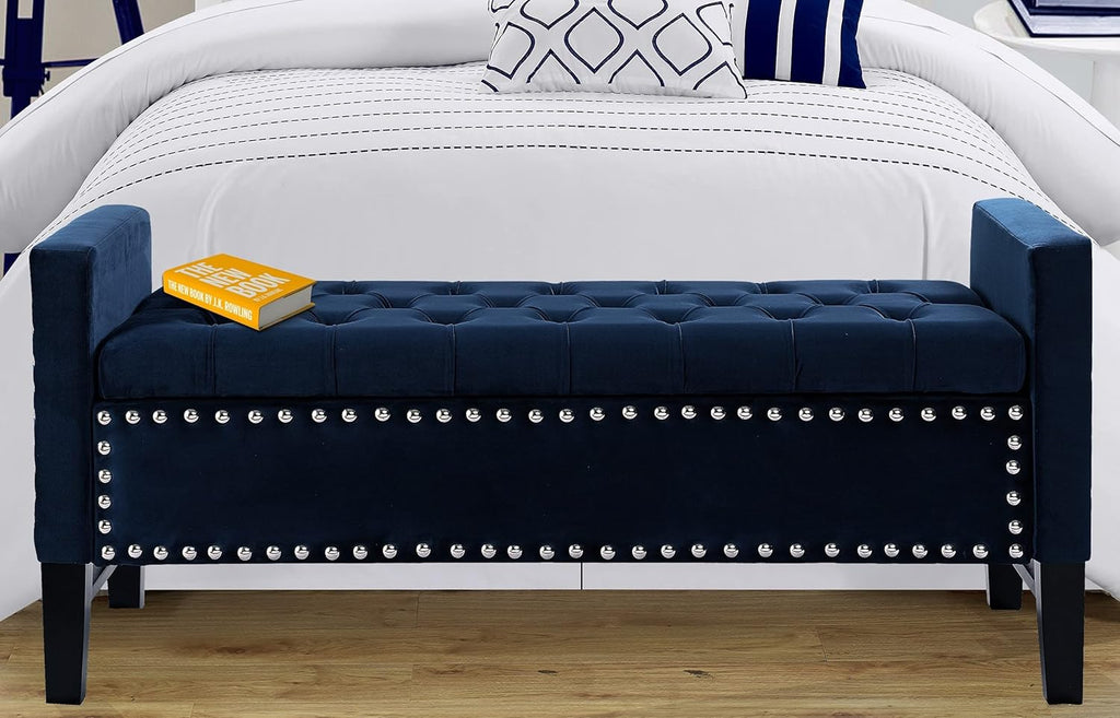 Light Grey Linen Storage Bench C87853