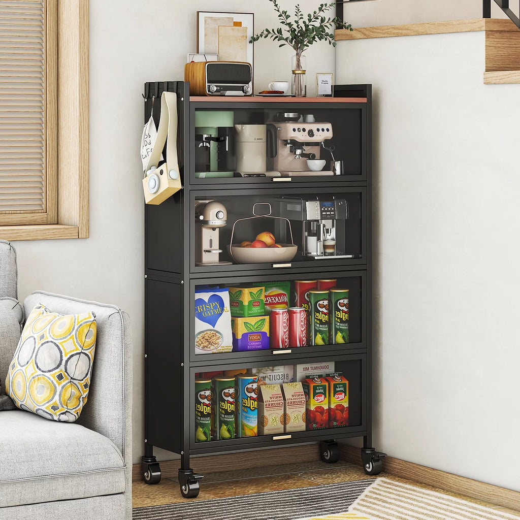 5 Tier Black Kitchen Baker's Rack with Wheels H851967