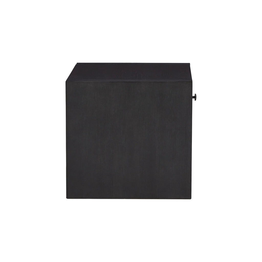 24 Inch Square Side End Table Black Wood Single Drawer K901416