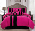 11 Pc Pink Stripe Micro Suede California King Comforter Set E6207