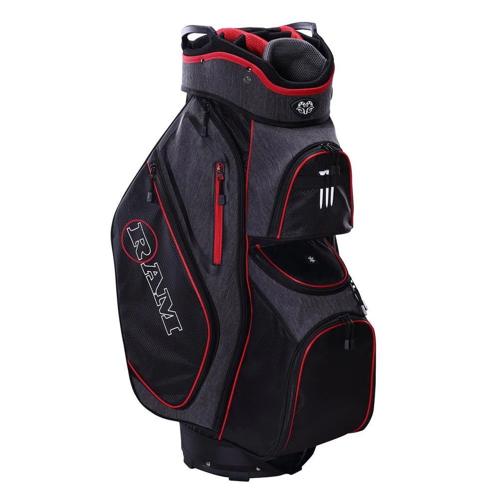 Golf Cart Bag with 14 Way Dividers Black Red L6340