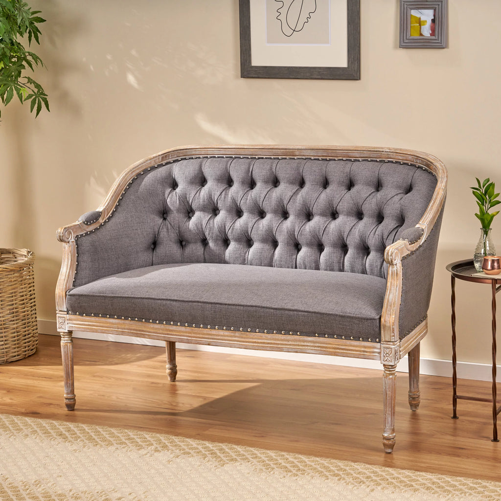 Dark Gray Fabric Loveseat P702661