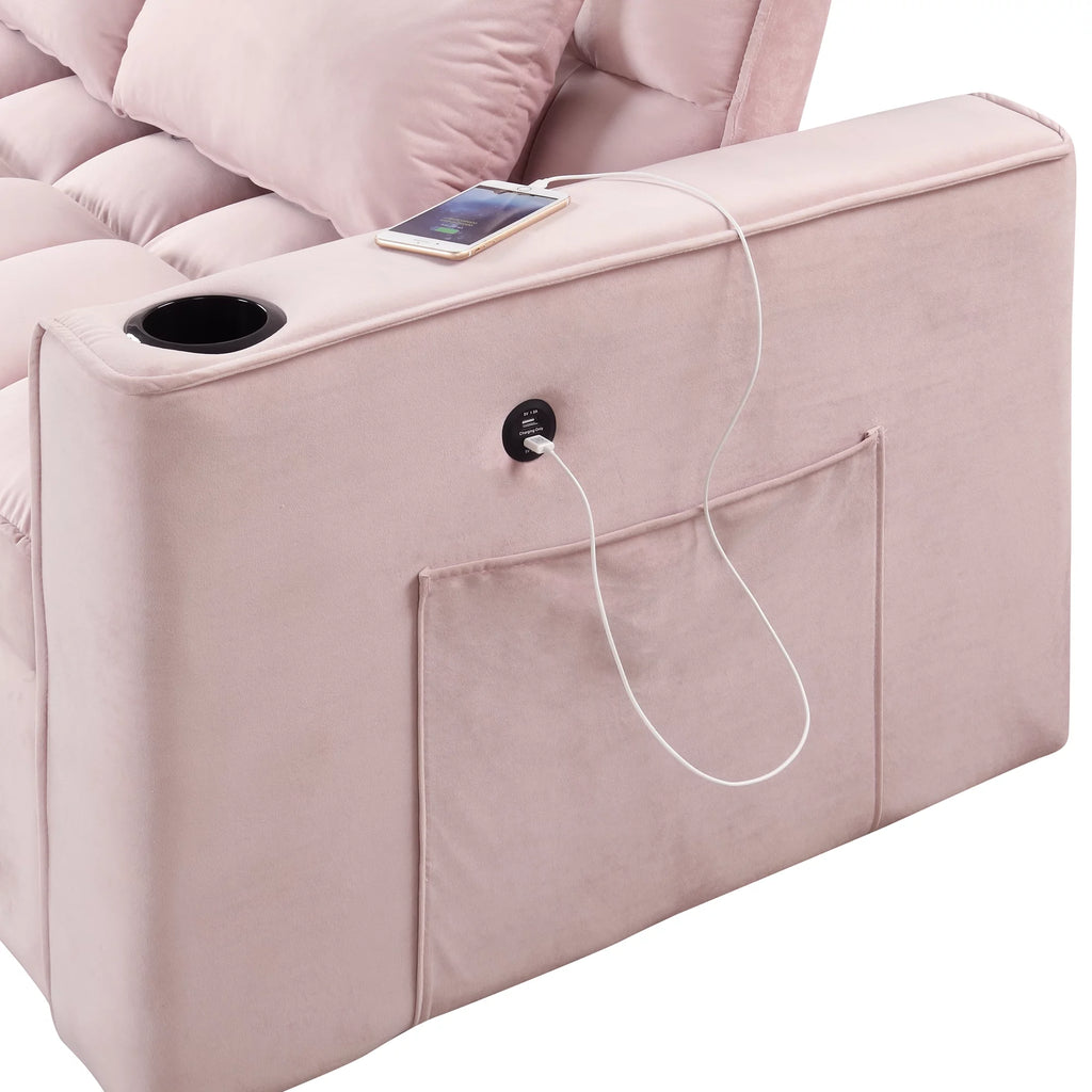Convertible Sleeper Sofa Bed with Cup Holder and USB Charging Ports X454145