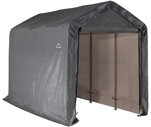 10' x 10' Steel Round Roof Outdoor Storage Shed with Waterproof Cover, grey I24353