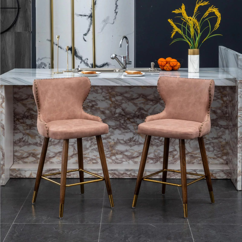 Yellow Faux Leather Counter Stool Set of 2 N5596