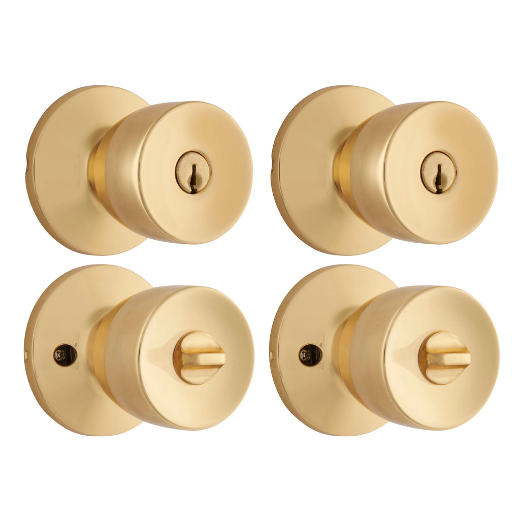 Keyed Entry Doorknob Polished Brass Twin Pack A436020