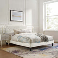 White Channel Tufted Performance Velvet Twin Platform Bed G2042