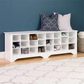 White 24-Pair Shoe Cubby Bench Q580525